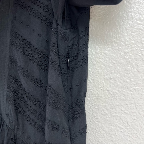 Madewell Eyelet Flutter Sleeve Mini Dress Cotton in Jet Black Size 00 NWT - Picture 12 of 15